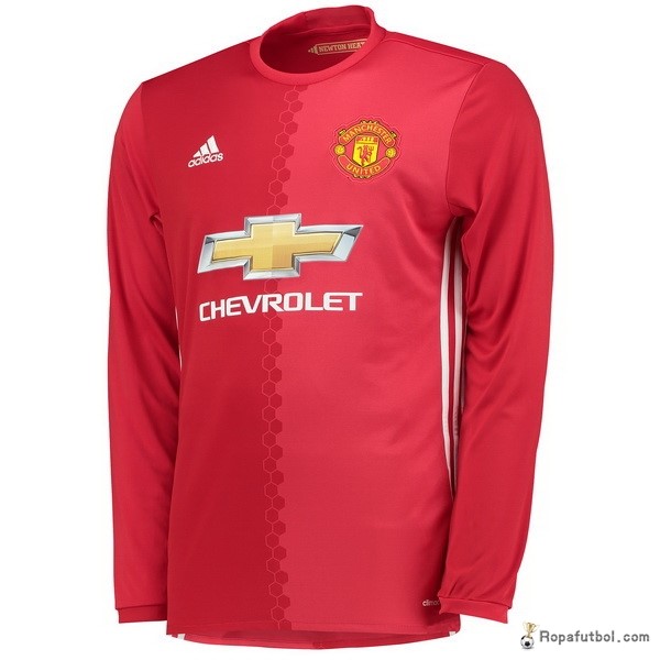 Camiseta Manchester United Replica Primera Ropa ML 2016/17 Rojo